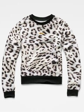 G-Star Leopard Cropped Sweater - White & Black
